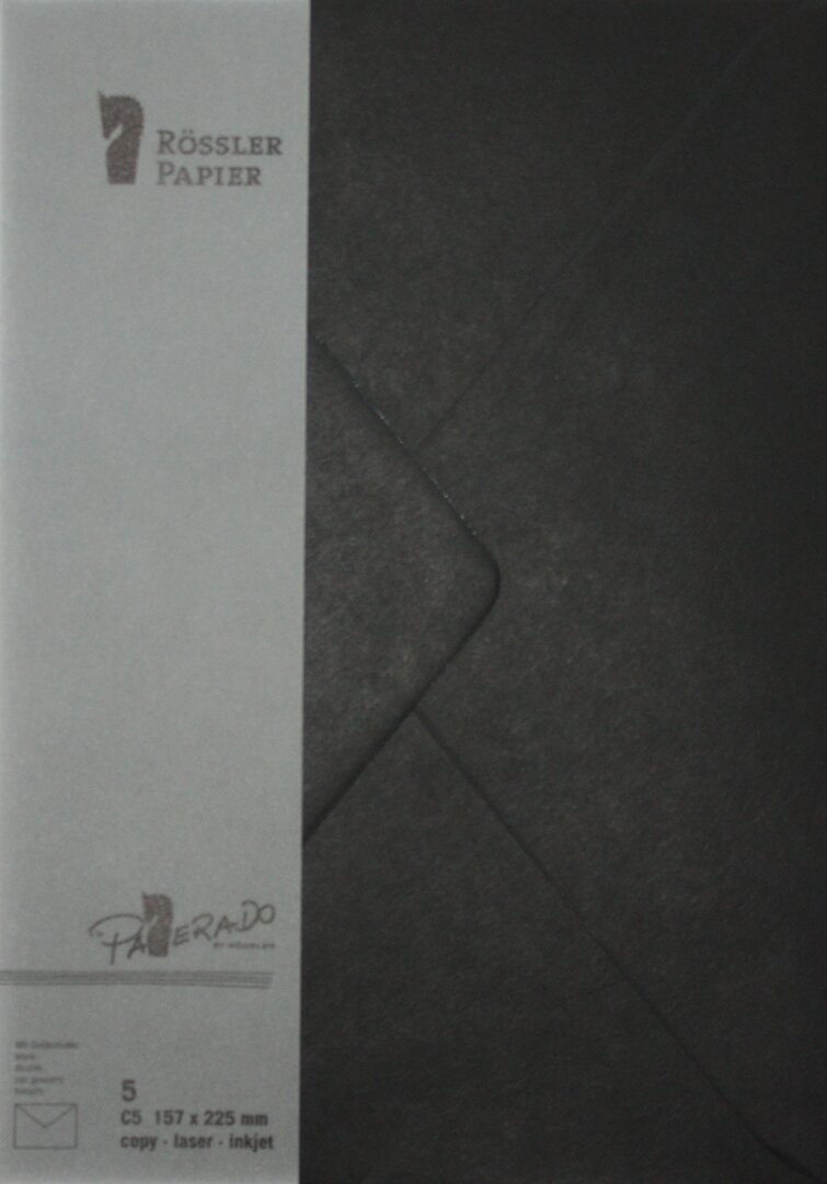 Pack 5 unids. Envelope C5 com interior forrado preto Rossler 1