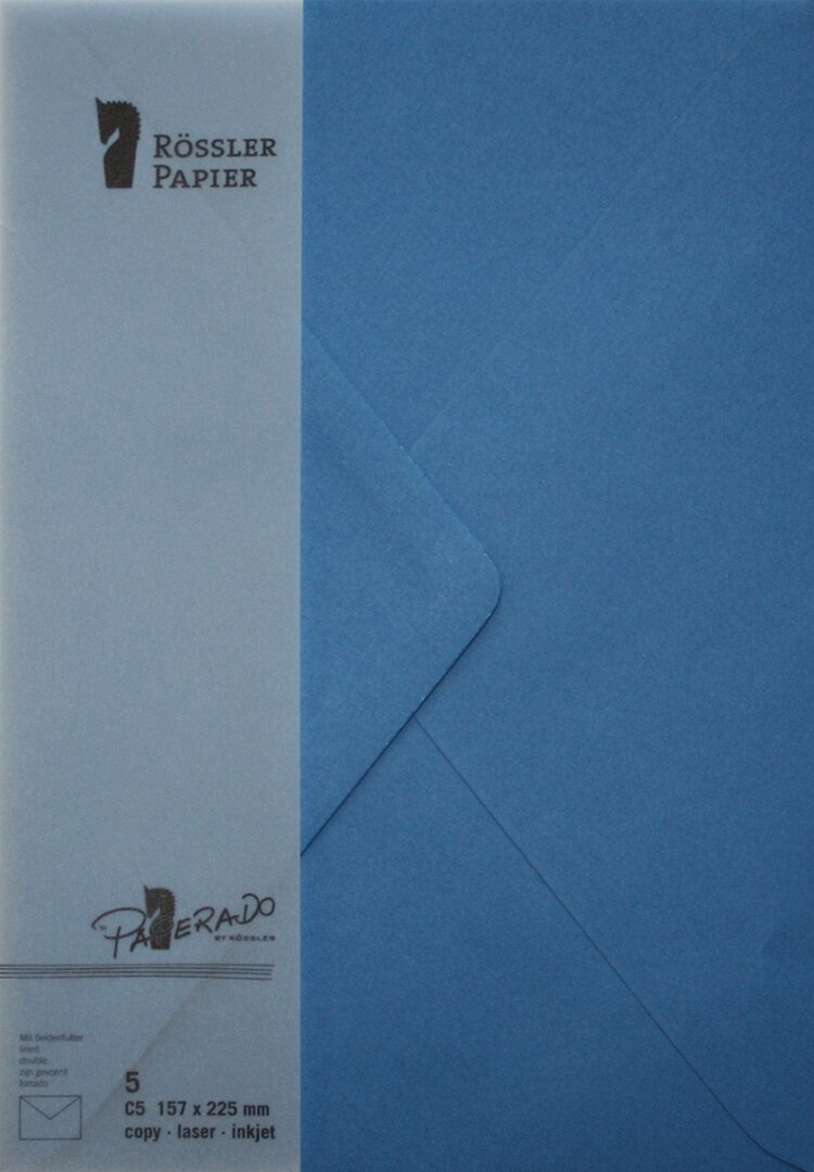 Pack 5 unids. Envelope C5 com interior forrado azulão Rossler 1