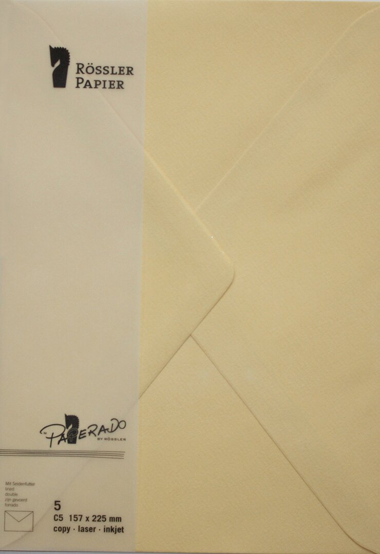 Pack 5 unids. Envelope C5 com interior forrado melão Rossler 1