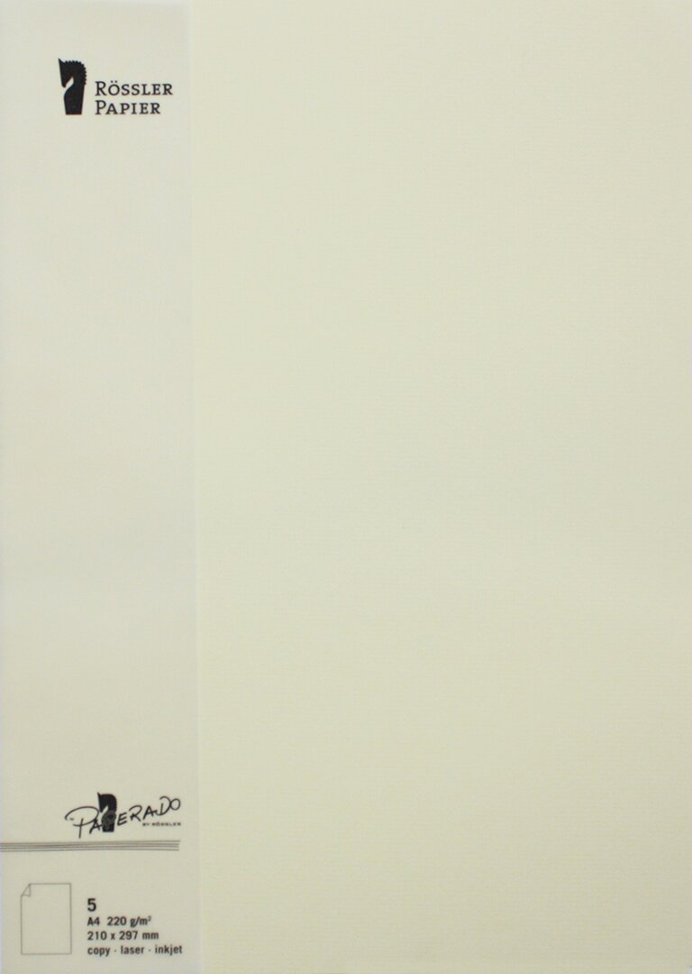 Pack 5 unids. Cartão A4 cor creme Rossler 1