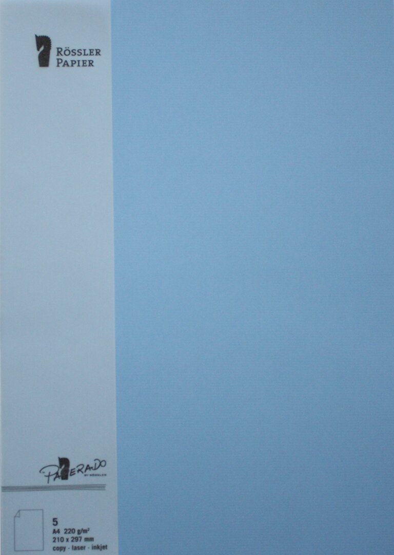Pack 5 unids. Cartão A4 cor azul Rossler 1