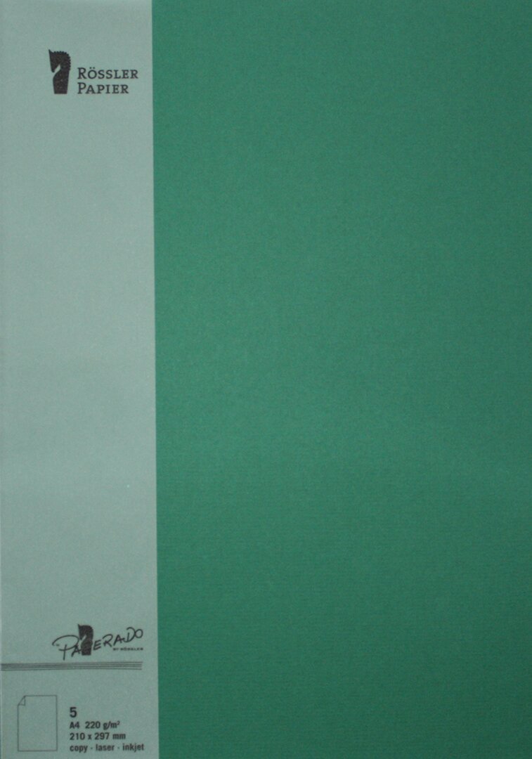 Pack 5 unids. Cartão A4 cor verde azevinho Rossler 1