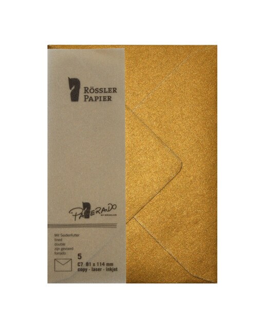 Pack 5 unids. Envelope C7 dourado Rossler 1