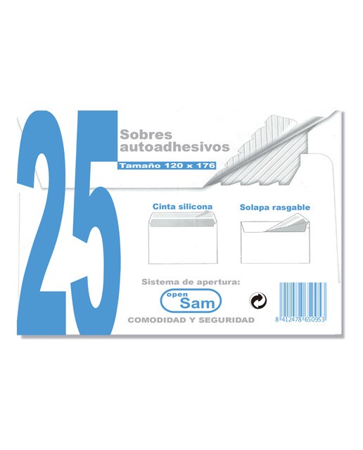 Imagem 0 de Embalagem de 25 envelopes Open 176 com tira de silicone Sam