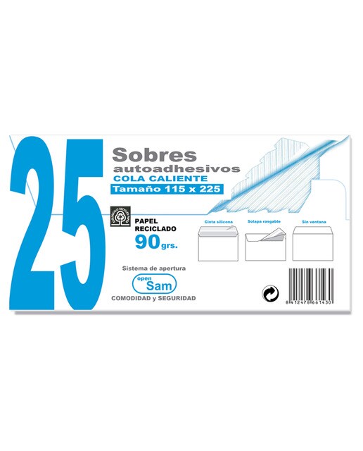 Imagem 0 de Embalagem de 25 envelopes reciclados AE-115225 com tira de silicone Sam
