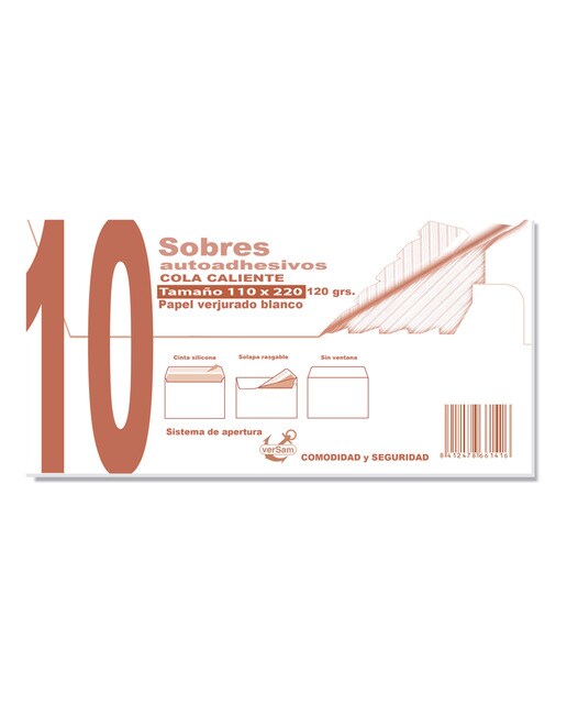 Imagem 0 de Embalagem de 10 Envelopes Versam 110 brancos picotados Sam