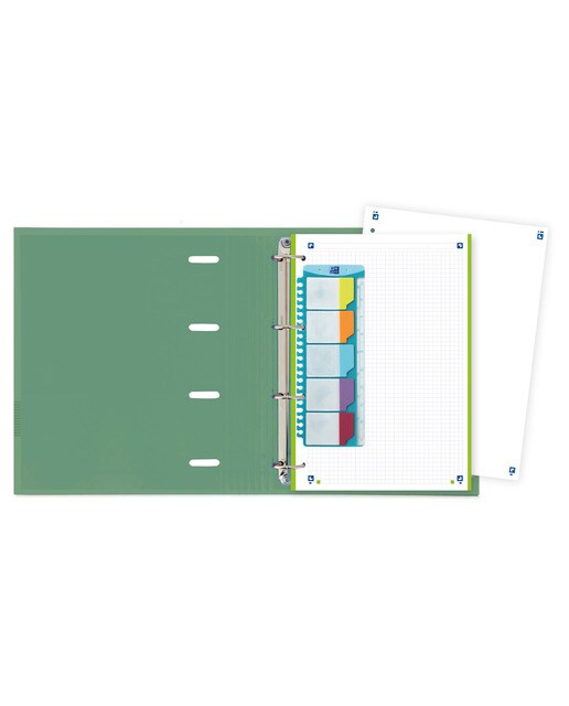 Carpeta de Anillas con Recambio A4+ Tapa Extradura Recambio 5x5, Pizarra Write&Erase y Regla con Indices Removibles Oxf&You Oxford Colores Neutros Surtido-11