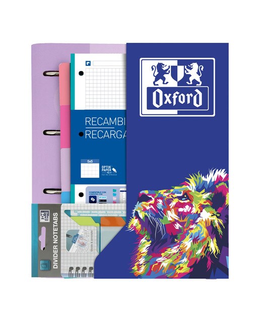 Pack especial archivador Europeanbinder A4+ con recambio adicional, separadores y regla con pestañas Oxford pastel surtido Surtido-1