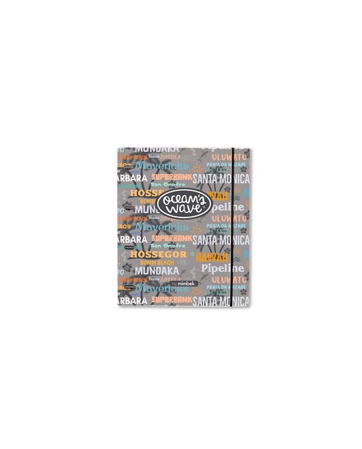 Pasta A4 de 4 argolas 4 35mm + recarga 90gr 4x4 Ocean's Wave Malibu Grey Cinzento / Mostarda-1