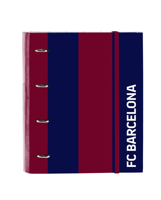 Pasta de 4 argolas com recarga A4 100 folhas com borracha e 5 divisórias F.C. Barcelona Safta azul marinho e castanho Azul / Grená-1