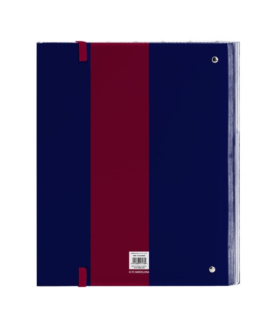 Pasta de 4 argolas com recarga A4 100 folhas com borracha e 5 divisórias F.C. Barcelona Safta azul marinho e castanho Azul / Grená-2