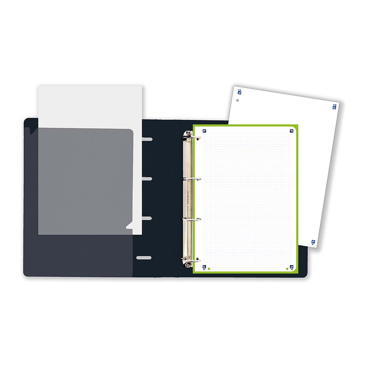 Europeanbinder tapa de plástico OXFORD LIVE & GO A4 negro con recambio 5x5 Negro-2