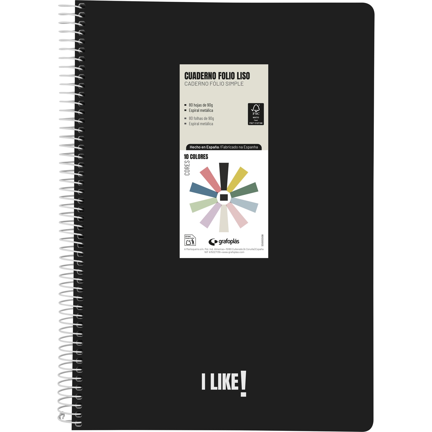Cuaderno polipropileno 80 hojas 4x4 90g. FOLIO. Like. Grafoplás. Surtido. 3