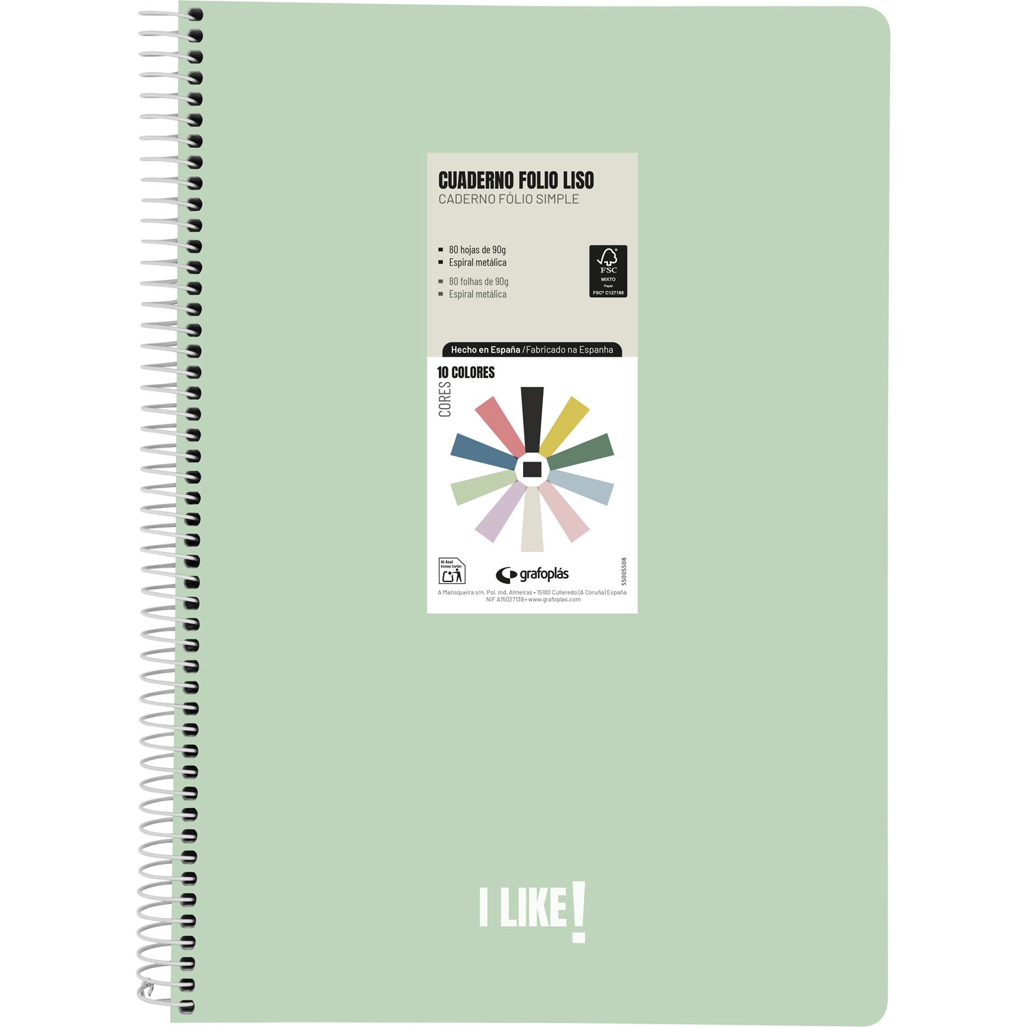 Cuaderno polipropileno 80 hojas 4x4 90g. FOLIO. Like. Grafoplás. Surtido. 4