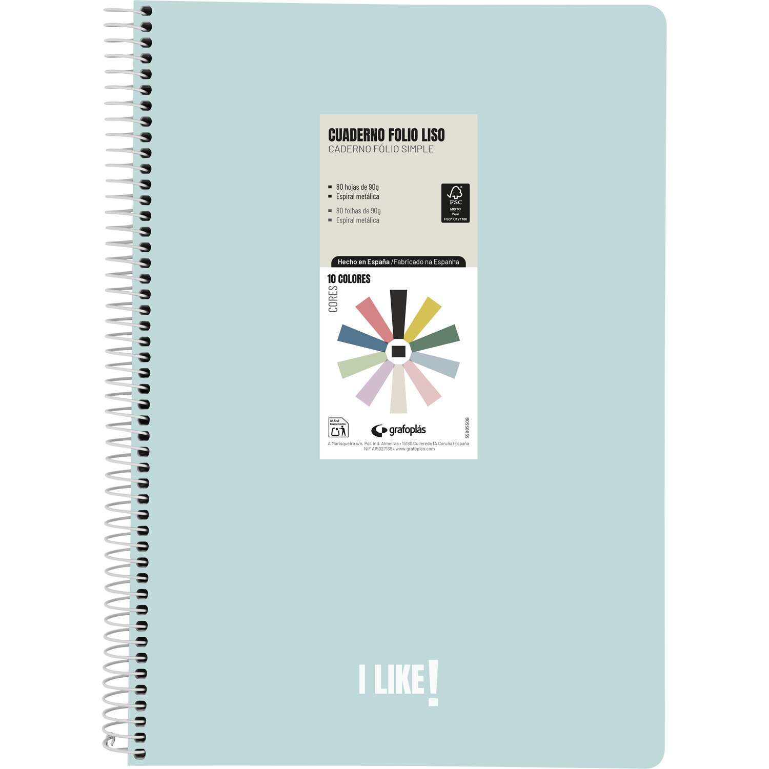 Cuaderno polipropileno 80 hojas 4x4 90g. FOLIO. Like. Grafoplás. Surtido. 6