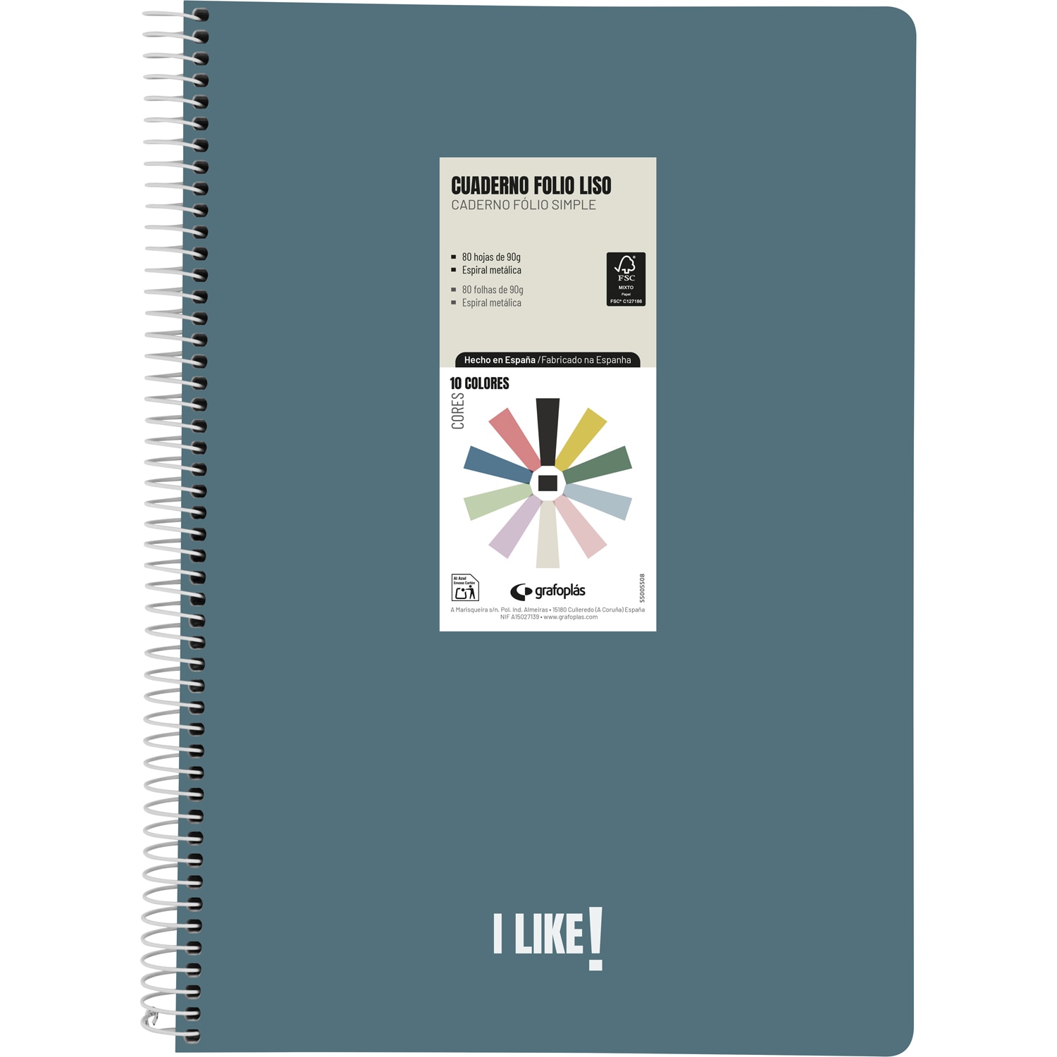 Cuaderno polipropileno 80 hojas 4x4 90g. FOLIO. Like. Grafoplás. Surtido. 7
