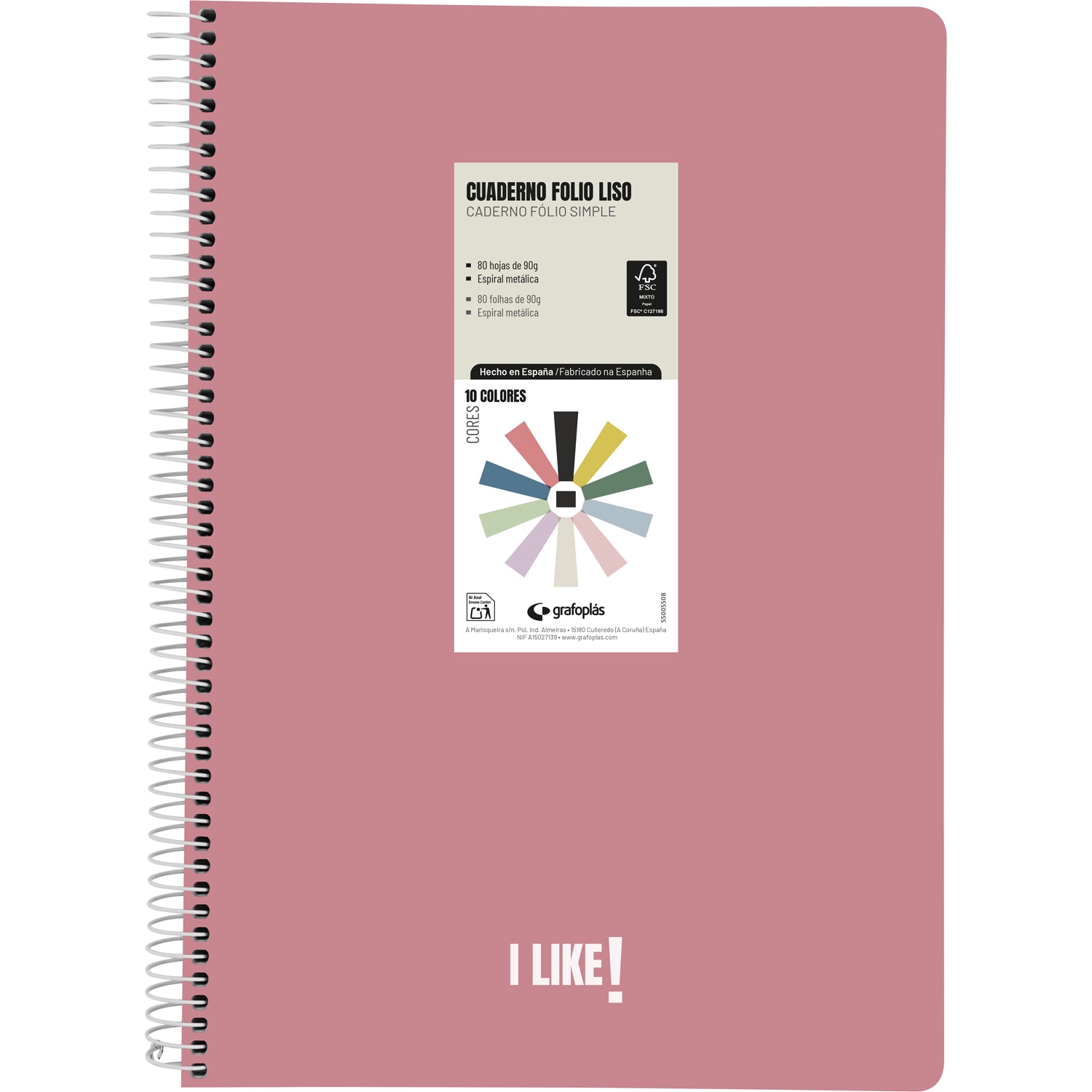 Cuaderno polipropileno 80 hojas 4x4 90g. FOLIO. Like. Grafoplás. Surtido. 8