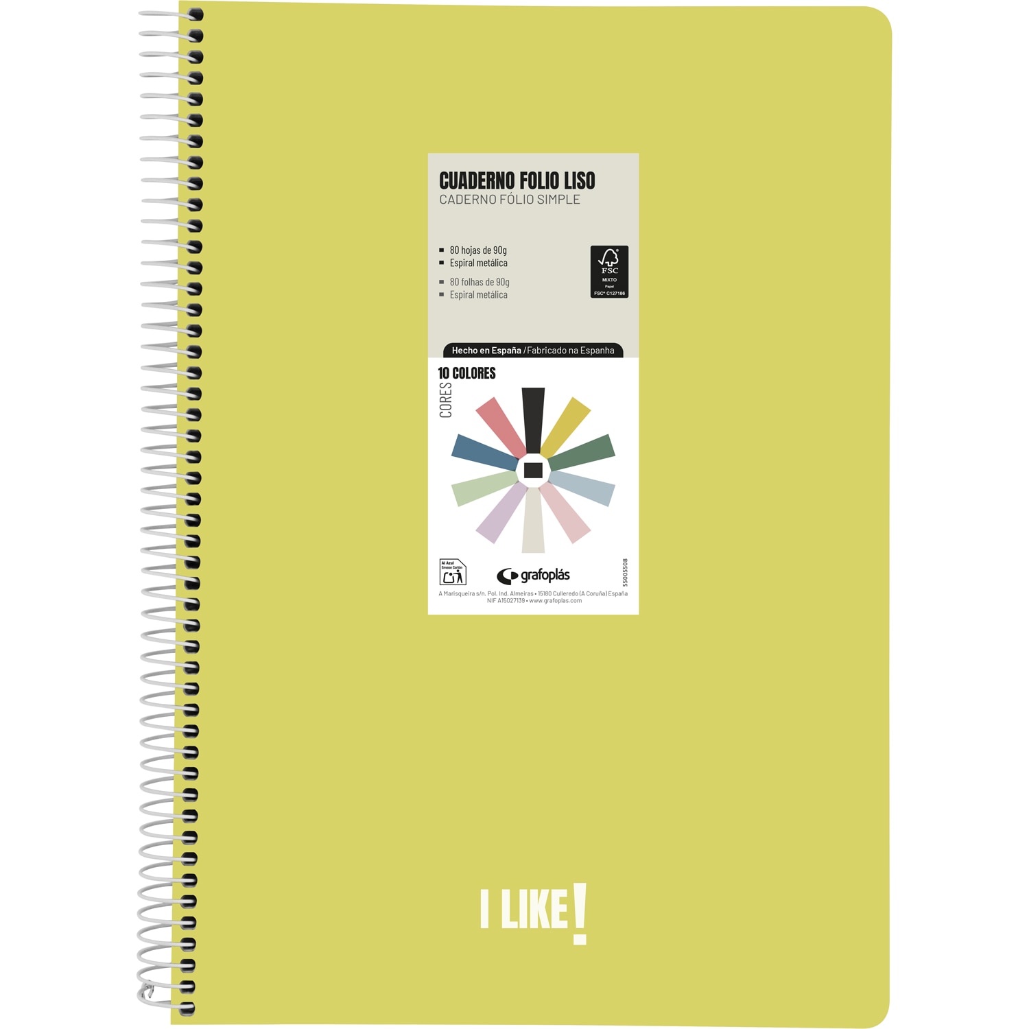 Cuaderno polipropileno 80 hojas 4x4 90g. FOLIO. Like. Grafoplás. Surtido. 9