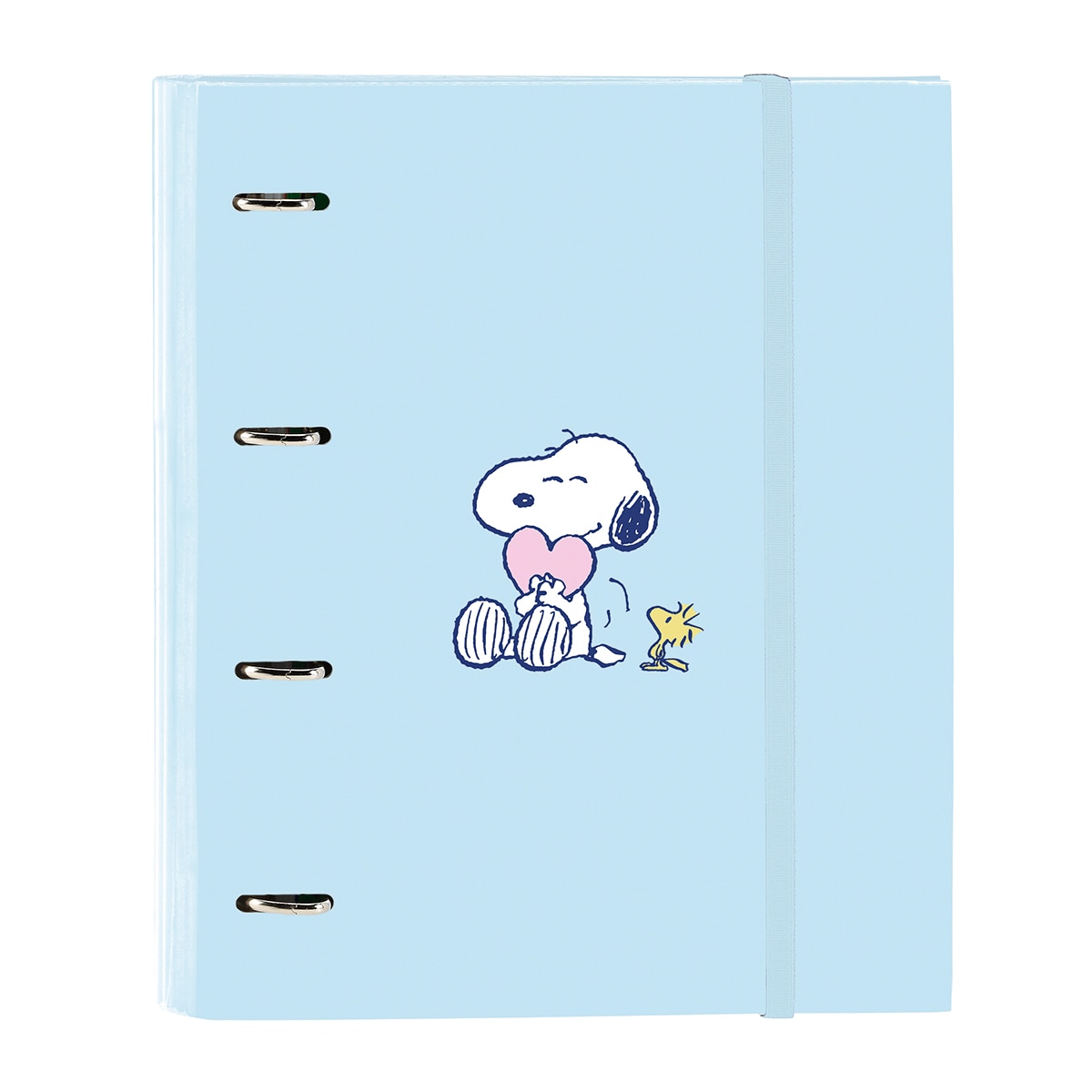 Imagem 0 de Carpeta 4 Argolas de 35mm com Recargas A4 100 Folhas com Borracha e 5 Separadores Snoopy Safta Azul Claro