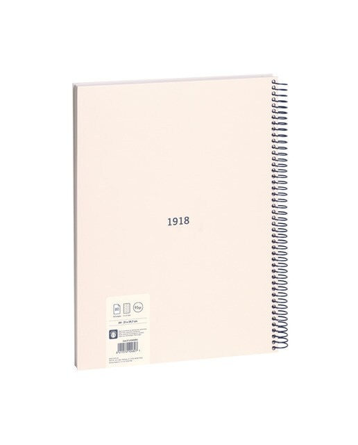 Libreta con espiral, papel cuadriculado, 80 hojas A4, serie 1918, MILAN, beige Beige-4