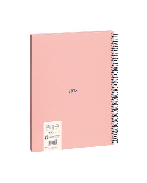 Caderno com espiral, papel milimétrico, 80 folhas A4, série 1918, MILAN, cor-de-rosa Rosa-4