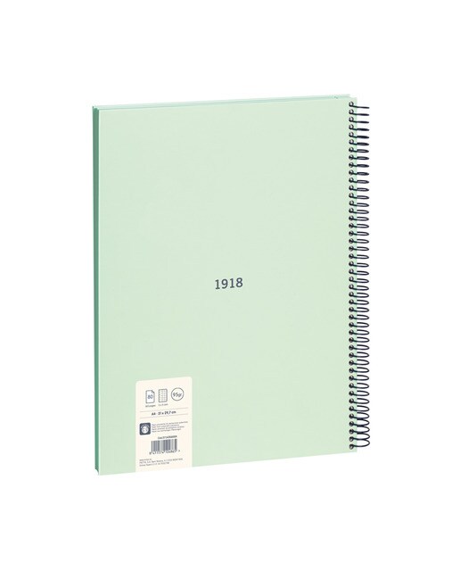 Libreta con espiral, papel cuadriculado, 80 hojas A4, serie 1918, MILAN, verde Verde-4