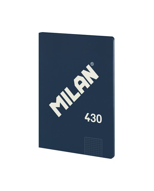 Libreta encolada, papel cuadriculado, 48 hojas A4, serie 1918, MILAN, azul Azul-1