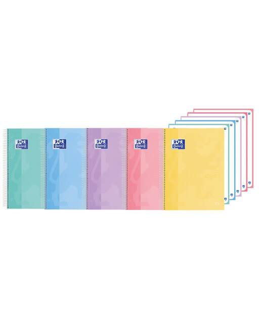Europeanbook 5 formato A4+ com 80 folhas de 5x5 pontos e capas extrudidas Touch Oxford em cores pastel variadas Sortido-1