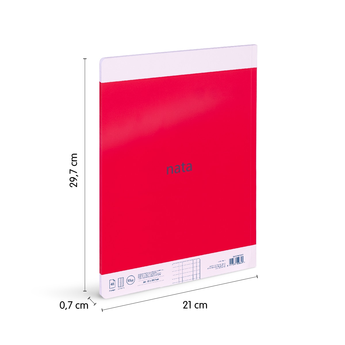 Libreta A4 encolada, papel cuadriculado, 48 hojas de 95 gr/m², colección MILAN nata 624 since 1918, rosa Rosa-3