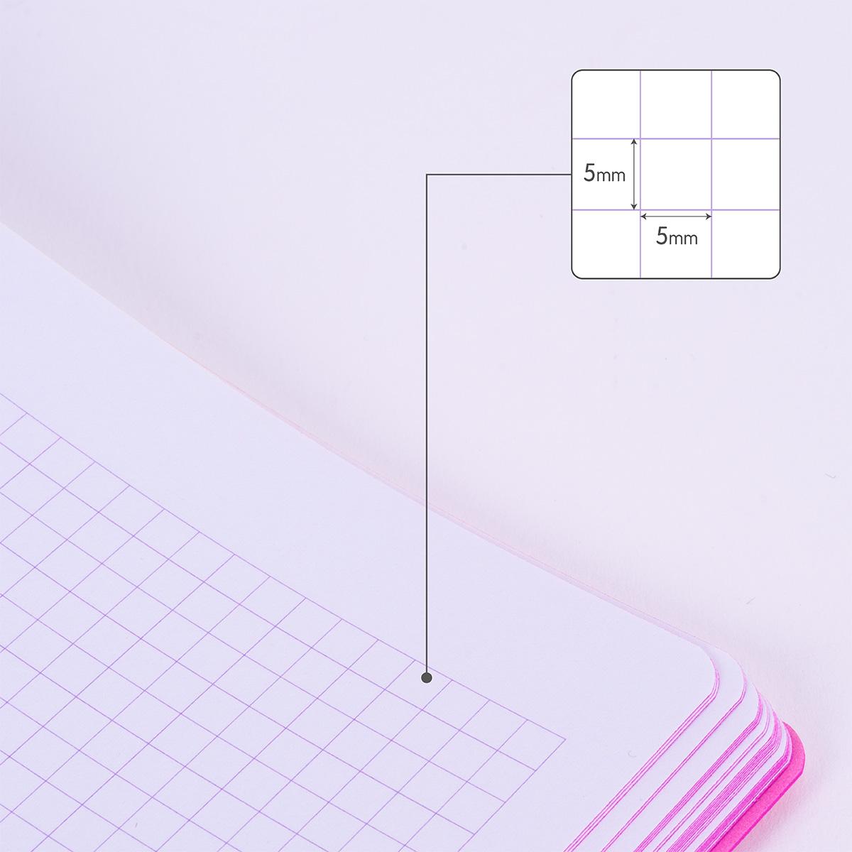 Bloco de Notas A4, Papel Quadriculado, 48 Folhas de 95 gr/m², Coleção Sunset - Rosa Rosa / Amarelo-4