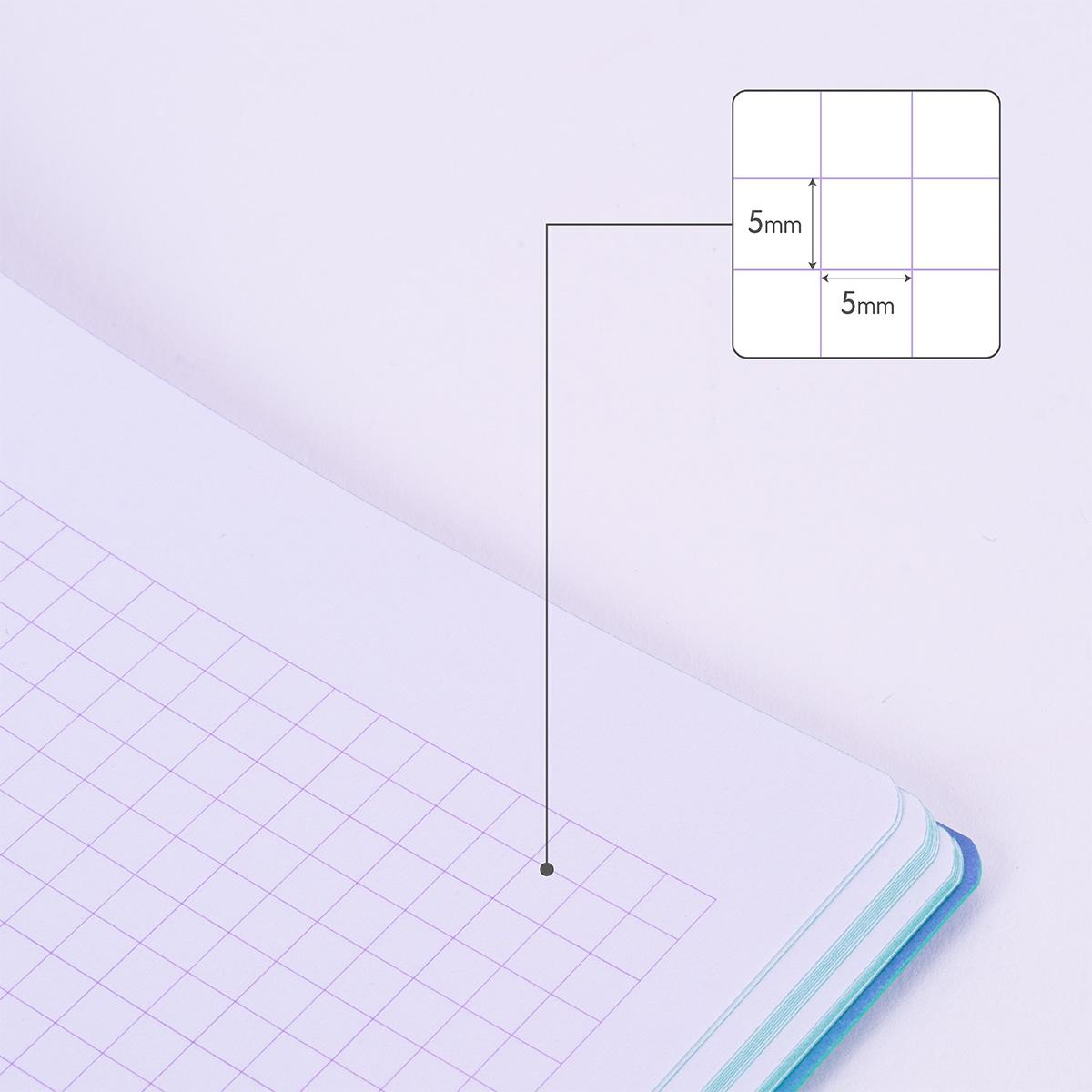Bloco de Notas A4, Papel Quadriculado, 48 Folhas de 95 gr/m², Coleção Sunset - Turquesa Verde / Roxo-4