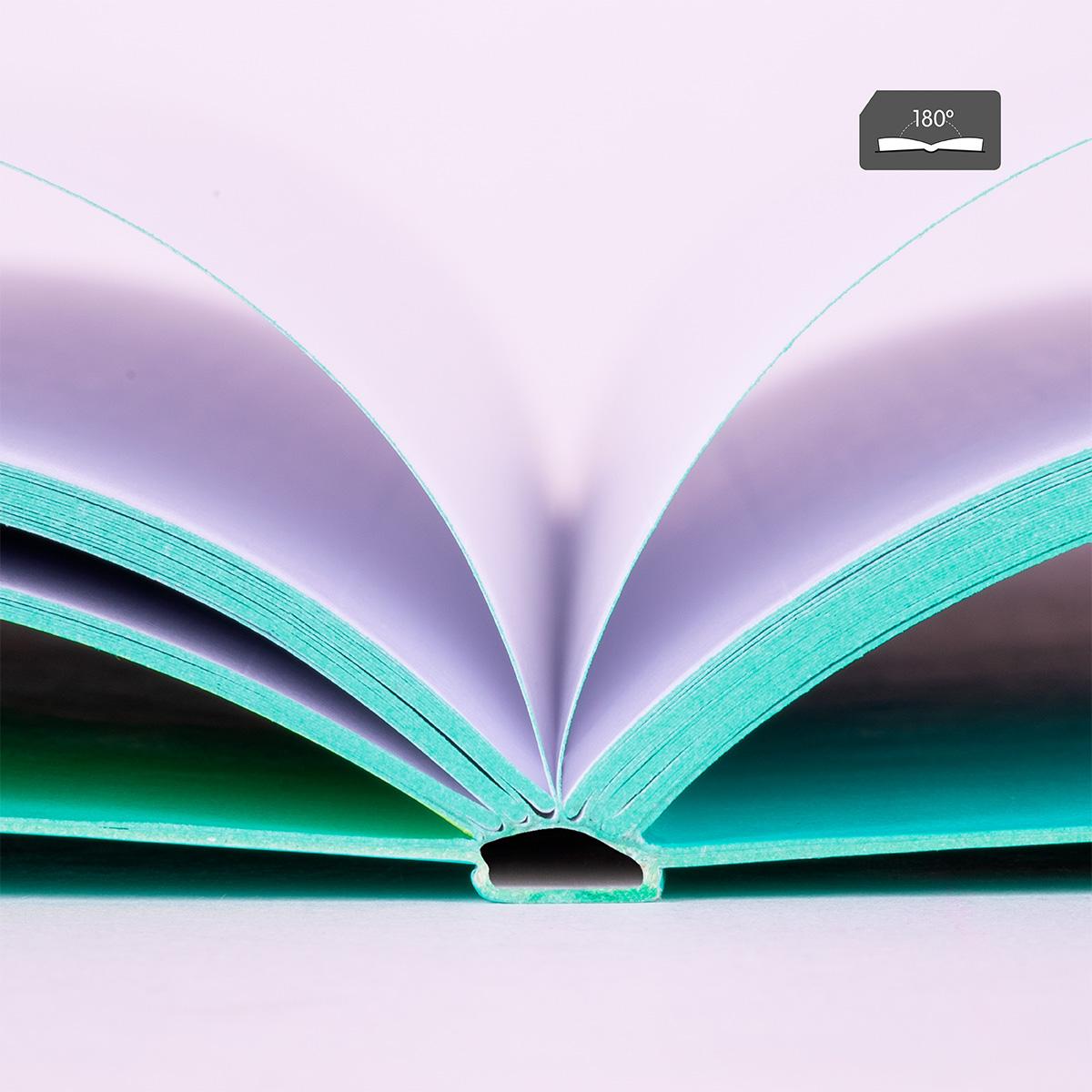 Bloco de Notas A4, Papel Quadriculado, 48 Folhas de 95 gr/m², Coleção Sunset - Turquesa Verde / Roxo-7