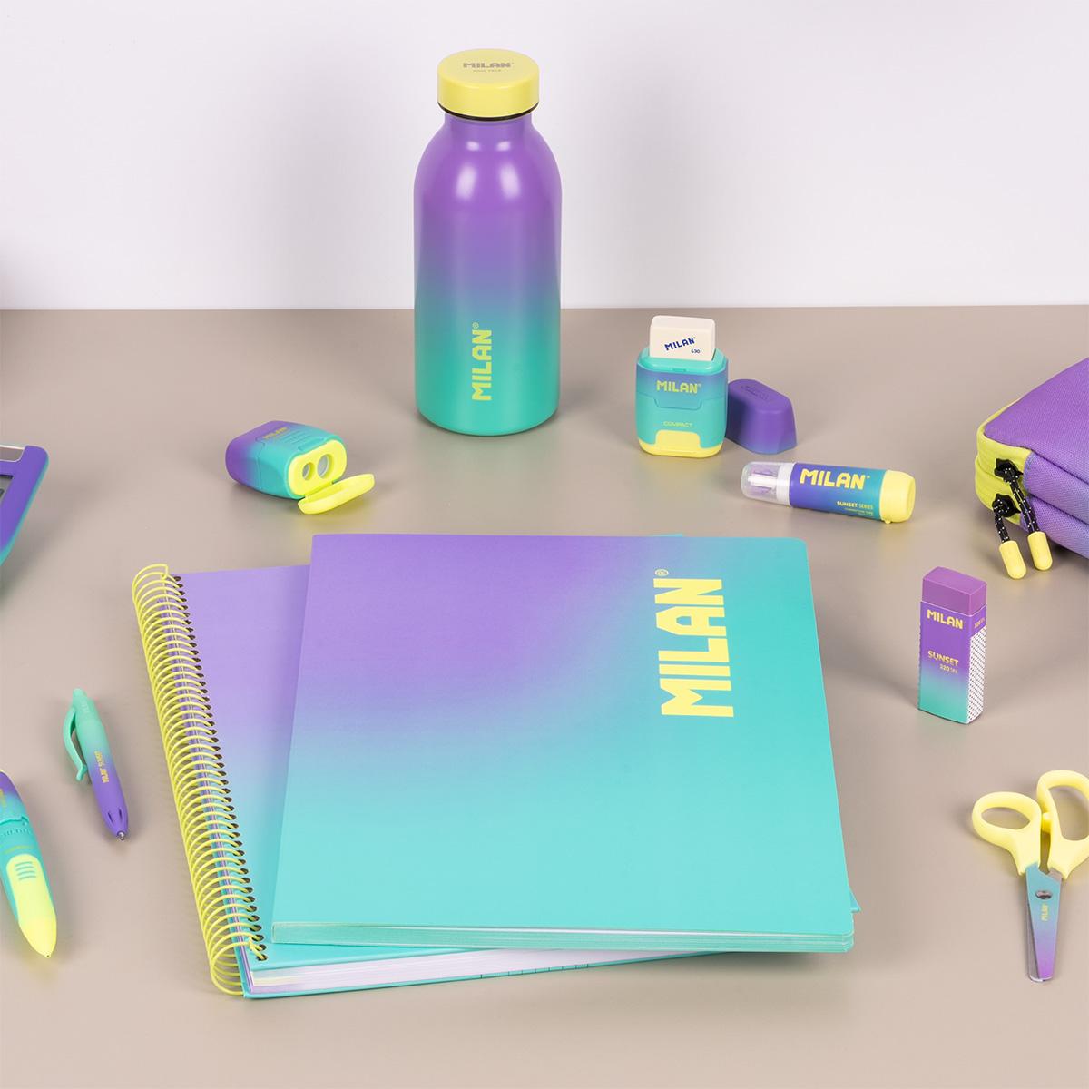 Bloco de Notas A4, Papel Quadriculado, 48 Folhas de 95 gr/m², Coleção Sunset - Turquesa Verde / Roxo-8