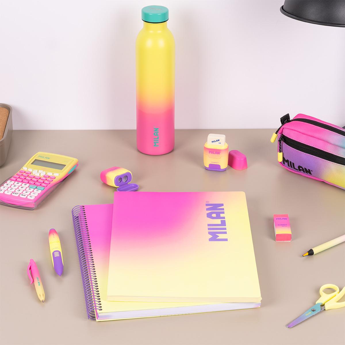 Bloco de Notas A4, Papel Quadriculado, 48 Folhas de 95 gr/m², Coleção Sunset - Amarelo Amarelo / Rosa-8