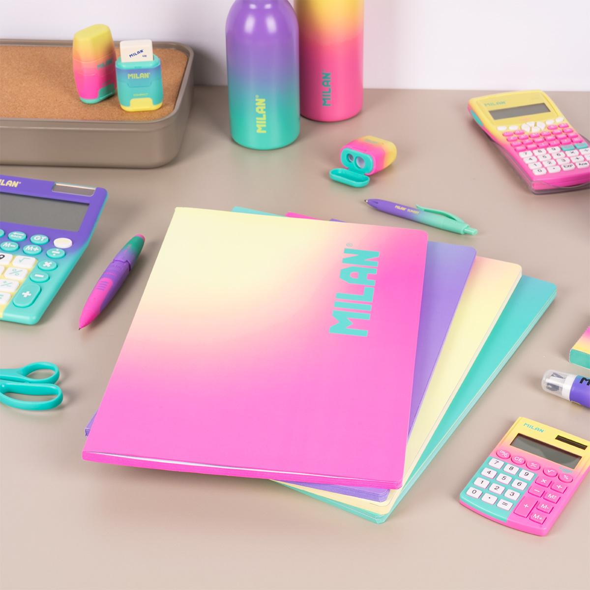 Bloco de Notas A4, Papel Quadriculado, 48 Folhas de 95 gr/m², Coleção Sunset - Amarelo Amarelo / Rosa-9