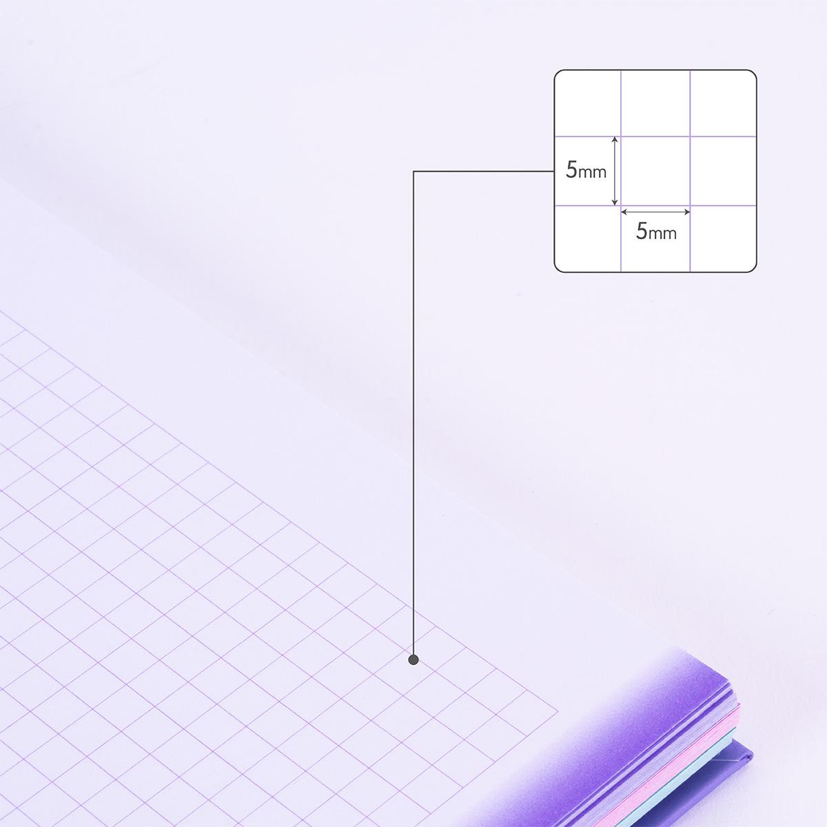 Caderno A4 com Espiral e Capa Dura, Papel Quadriculado, 90 Folhas de 95gr/m², Coleção Sunset, Lilás Lilás / Verde-4
