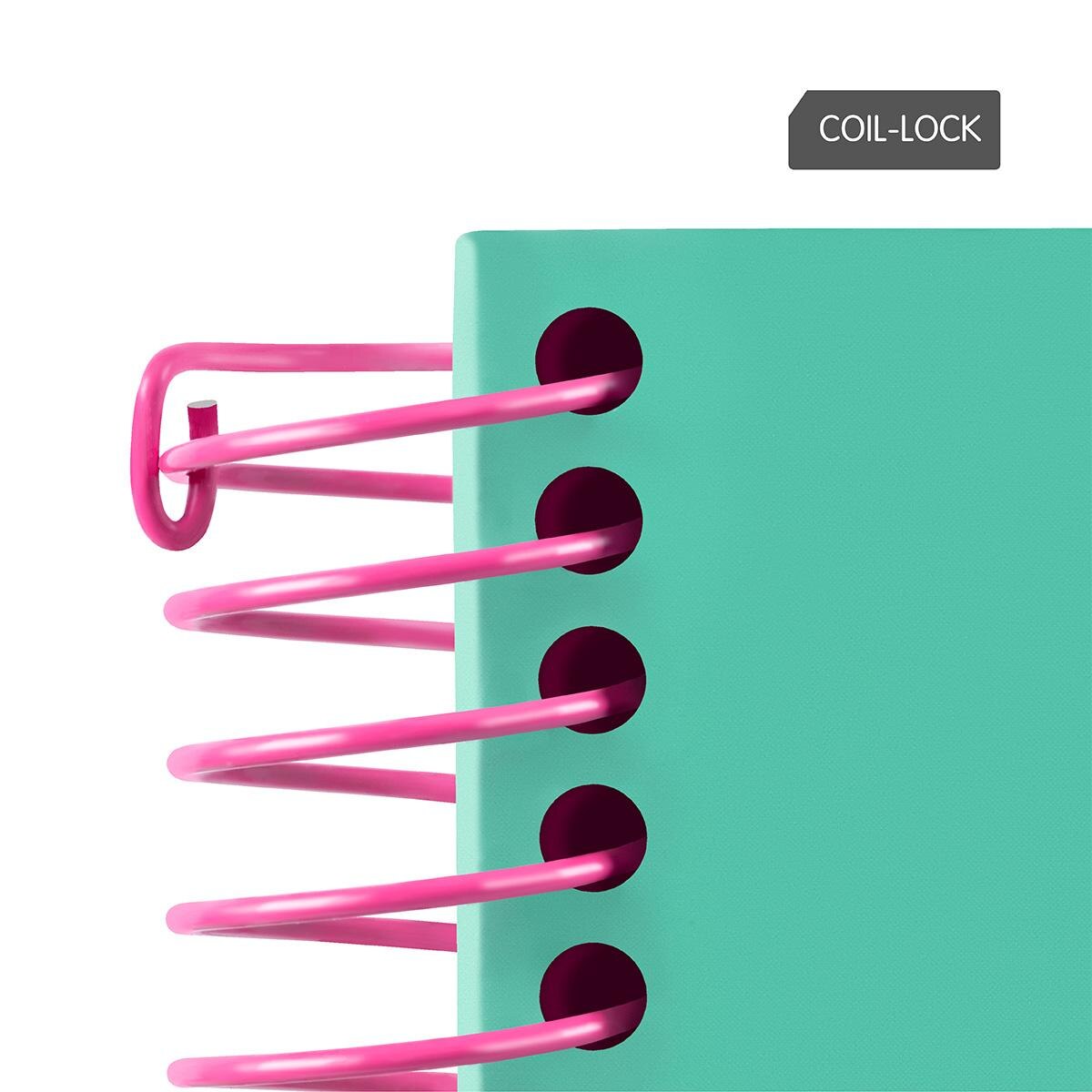 Caderno A4 com Espiral e Capa Dura, Papel Quadriculado, 90 Folhas de 95gr/m², Coleção Sunset, Lilás Lilás / Verde-7