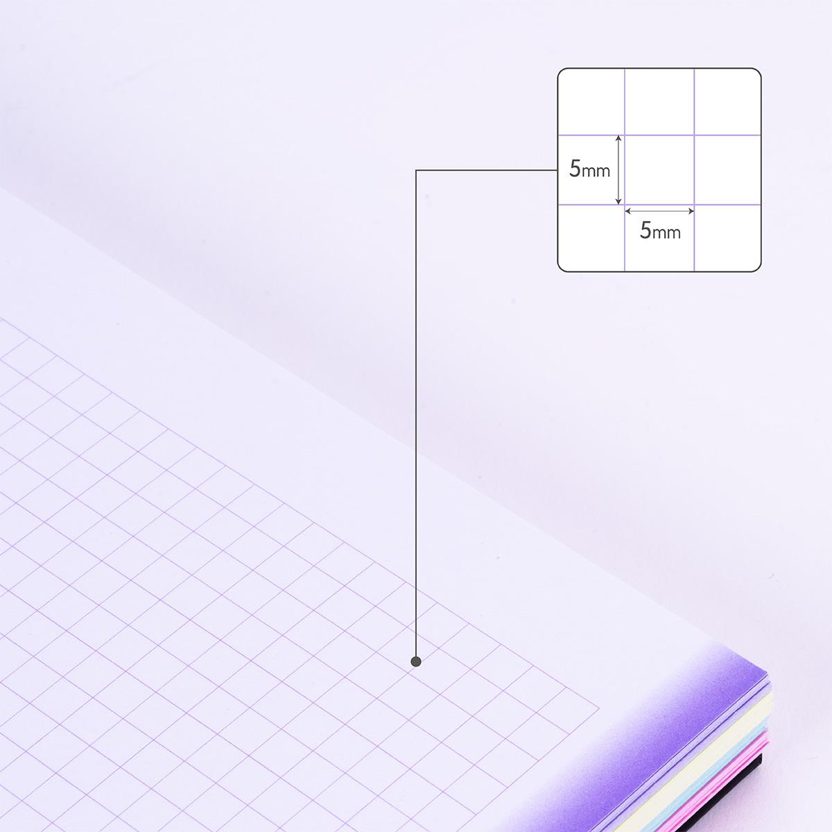 Caderno A4 com Espiral e Capa Dura, Papel Quadriculado, 120 Folhas de 95 gr/m², Coleção Sunset Preto / Multicolor-4