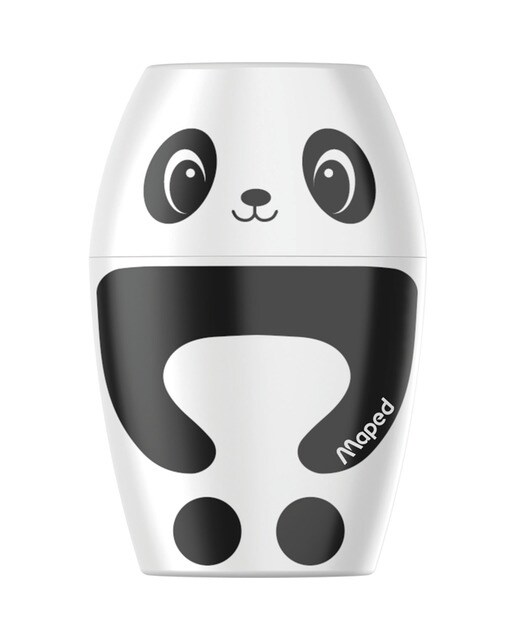 Sacapuntas Con Depósito SHAKER FANCY De 1 Orificio Con Diseño De Oso Panda Maped Blanco-2