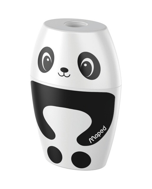 Sacapuntas Con Depósito SHAKER FANCY De 1 Orificio Con Diseño De Oso Panda Maped Blanco-5