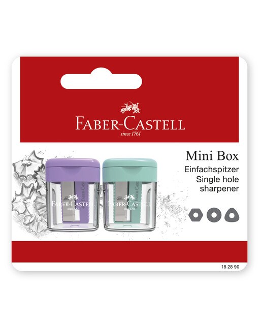 Imagen 0 de Blíster con 2 sacapuntas sencillos con deposito Faber-Castell colores pastel