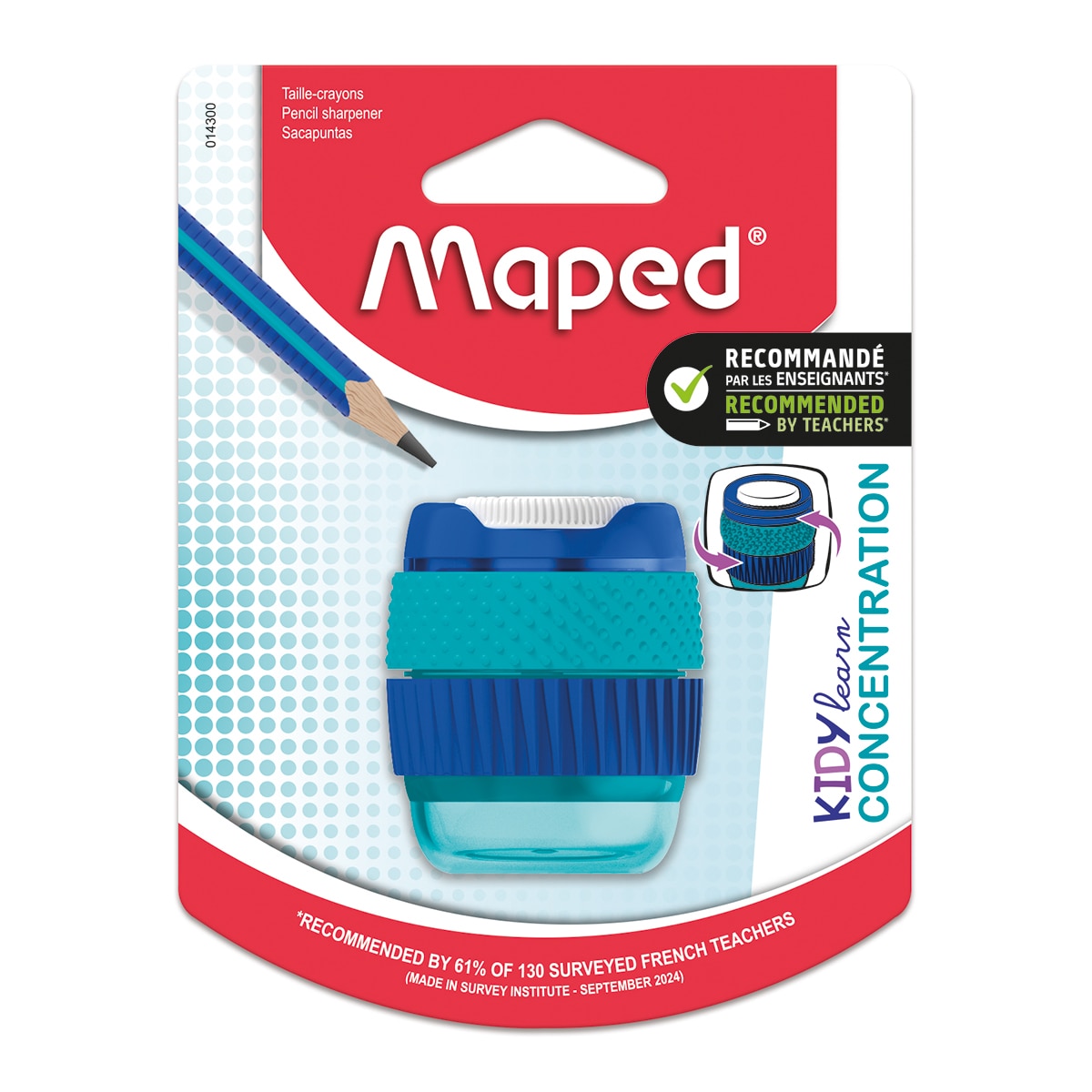 Imagen 0 de Kidy Learn concentración, sacapuntas 1 orificio, Maped, azúl.