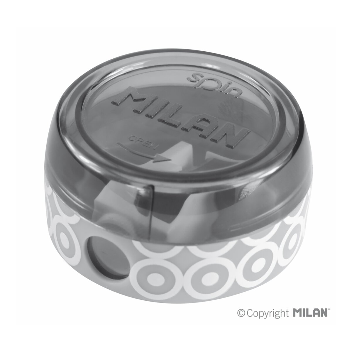 Blister sacapuntas Spin + 4 gomas Milan 430 5