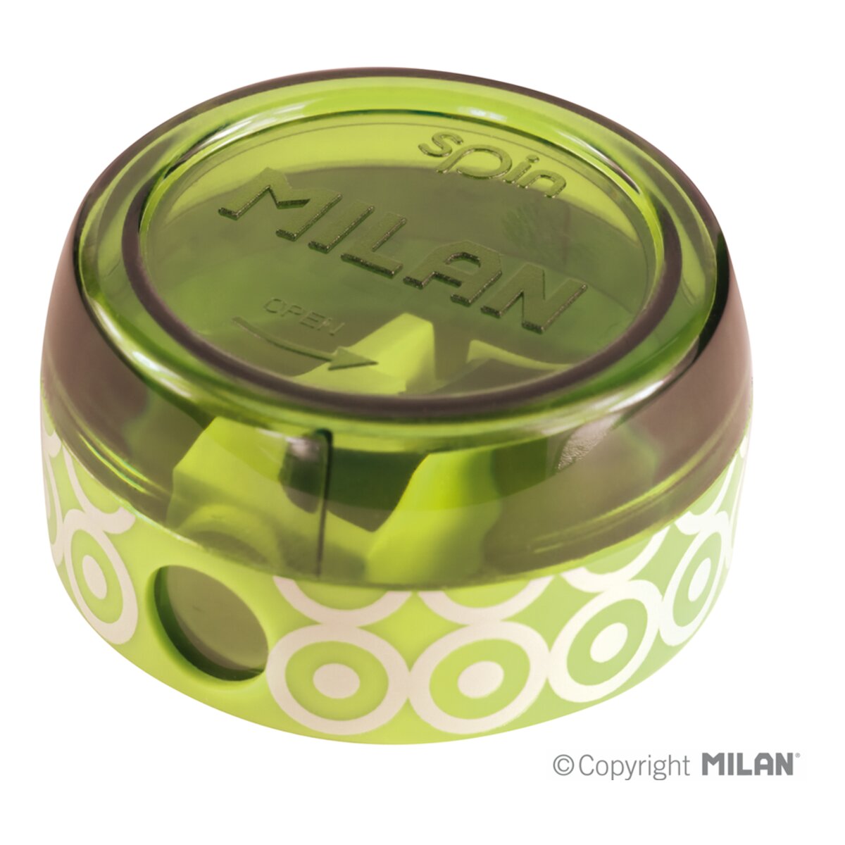 Blister sacapuntas Spin + 4 gomas Milan 430 6