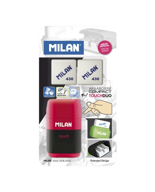 Imagem 0 de Blister Afia-Borracha Compact Touch Milan + 4 Borrachas 430