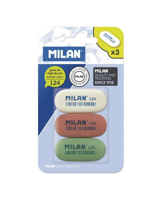 Imagem 0 de Blister 3 borrachas Milan ovaladas 124
