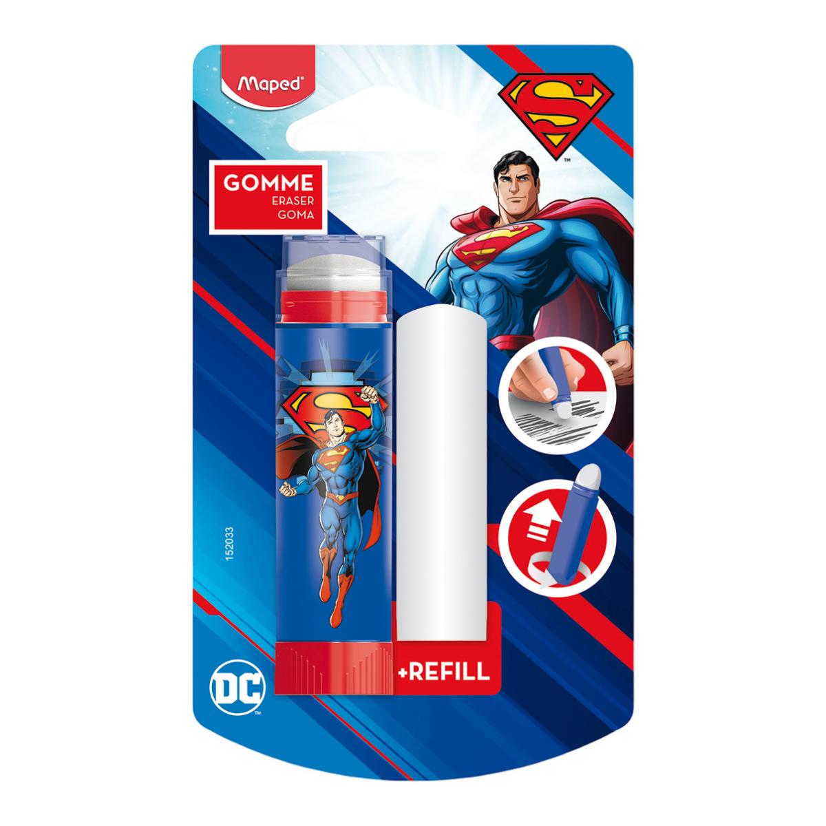 Imagem 0 de Conjunto Borracha Stick + Recarga Superman Maped Cor Vermelho, Azúl e Amarelo