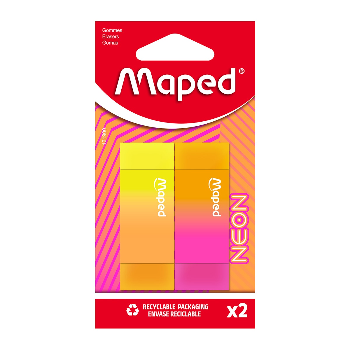 Imagem 0 de Borracha escolar Maped Neon 121900 - Embalagem com 2 unidades