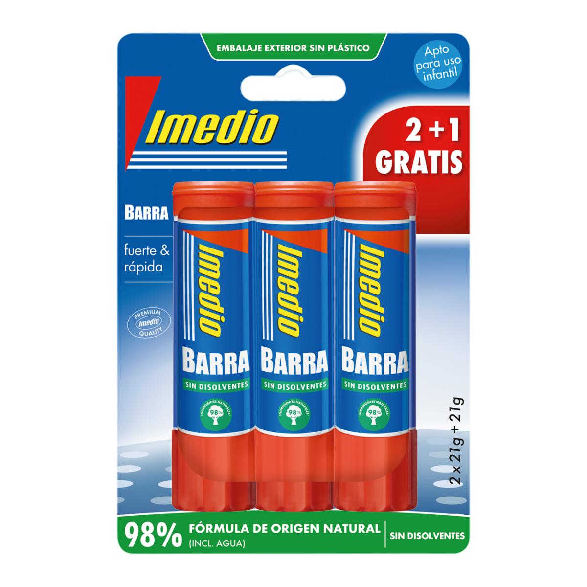 Imagen 0 de Pack barra adhesiva sin disolventes 2x21+21 grs Imedio