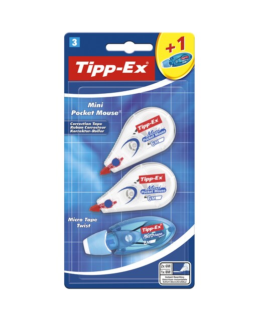 Imagen 0 de Pack de 2+1  Cinta Correctora  Tipp-Ex Mini Pocket Mouse BIC